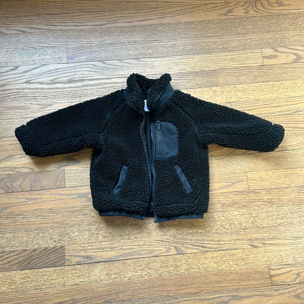 Zara kids black Sherpa jacket size 2-3